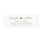 スクリプトエレガント金ゴールド結婚の差出人住所ラベル ラベル (正面)