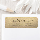 スクリプトエレガント金ゴールド結婚の差出人住所 ラベル (インサイチュ)