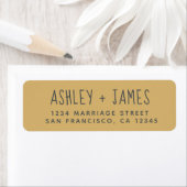 スクリプトエレガント金ゴールド黄結婚色の差出人住所 ラベル (インサイチュ)