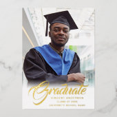 スクリプトエレガント |グラッモダンド写真のお知らせ 箔招待状 (正面)