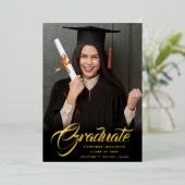 スクリプトエレガント |グラッモダンド写真のお知らせ 箔招待状 (立ち正面)