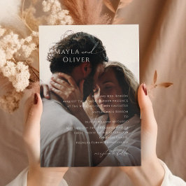 スクリプトエレガント |ブラックフォト伝統的結婚ズ 招待状