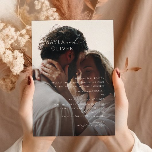 スクリプトエレガント |ブラックフォト伝統的結婚ズ 招待状