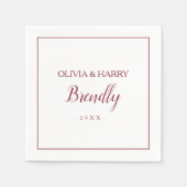 スクリプトエレガント | ホワイト結婚ズペーパーナプキン スタンダードカクテルナプキン (正面)