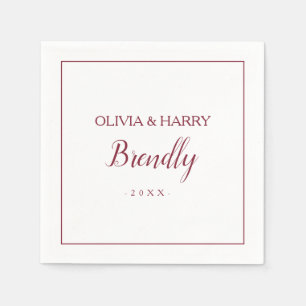 スクリプトエレガント   ホワイト結婚ズペーパーナプキン スタンダードカクテルナプキン