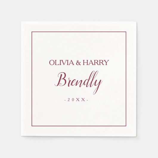 スクリプトエレガント | ホワイト結婚ズペーパーナプキン スタンダードカクテルナプキン (正面)