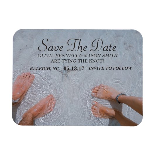 スクリプトエレガント |写真カスタム日付マグネットを保存 マグネット (横)