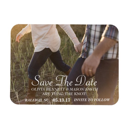 スクリプトエレガント |写真カスタム日付マグネットを保存 マグネット (横)