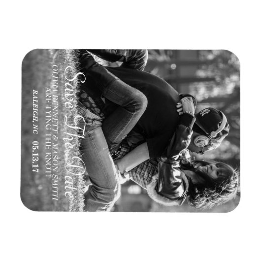 スクリプトエレガント |写真カスタム日付マグネットを保存 マグネット (横)