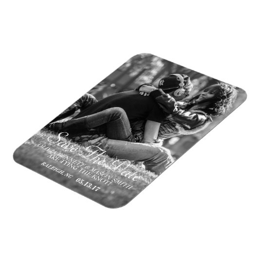 スクリプトエレガント |写真カスタム日付マグネットを保存 マグネット (左側)