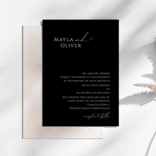 スクリプトエレガント |黒伝統的結婚の 招待状