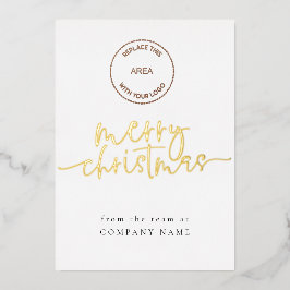 スクリプトエレガントQRコードロゴメリークリスマス 箔シーズンカード