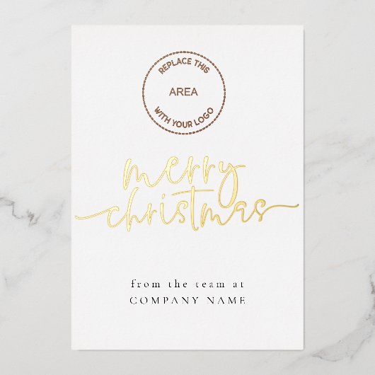 スクリプトエレガントQRコードロゴメリークリスマス 箔シーズンカード (正面)