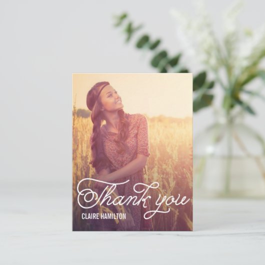 スクリプトオーバーレイの卒業サンキューカード ポストカード (スタンド正面)