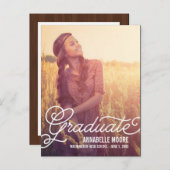 スクリプトオーバーレイの卒業発表/招待状 インビテーションポストカード (正面/裏面)