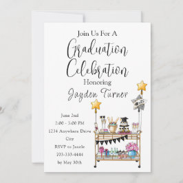 スクリプトカジュアルバーカートの卒業招待状 招待状