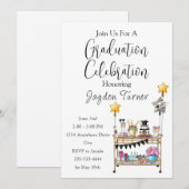 スクリプトカジュアルバーカートの卒業招待状 招待状 (正面/裏面)