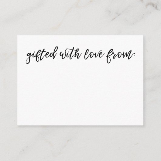 スクリプトカジュアル表示ブライダルシャワーギフトラップなし エンクロージャーカード (裏面)