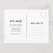 スクリプトカジュアル | シンプル写真の移動のお知らせ インビテーションポストカード (裏面)