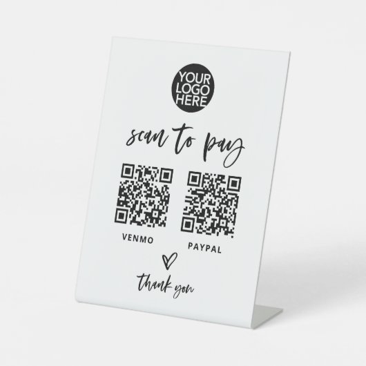 スクリプトカジュアル | スキャン可能なQRコードの2つの支払方法 台座サイン (正面)