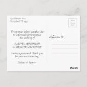 スクリプトカジュアル |ネイビーブルーグレー延期結婚の ポストカード (裏面)