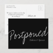 スクリプトカジュアル |ブラックグレー結婚延期 ポストカード (正面/裏面)