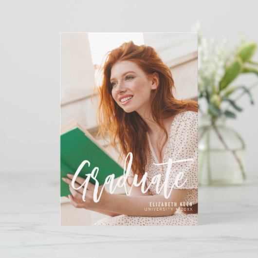 スクリプトカジュアル |写真卒業のお知らせ 案内状 (スタンド正面)