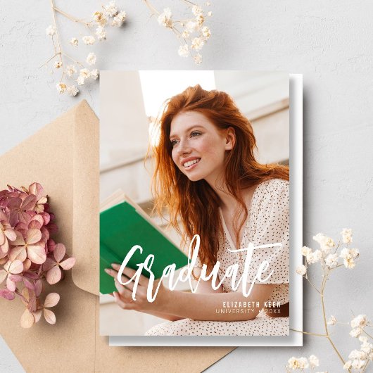 スクリプトカジュアル |写真卒業のお知らせ 案内状