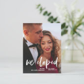 スクリプトカジュアル | 2つの写真の取り消しのお知らせ ポストカード (スタンド正面)