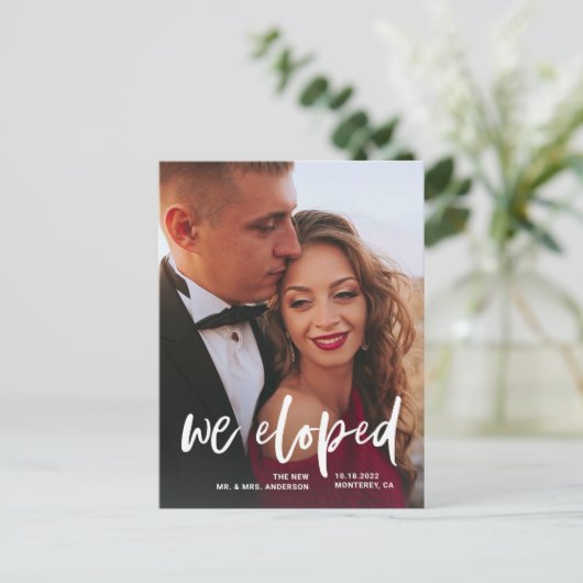 スクリプトカジュアル | 2つの写真の取り消しのお知らせ ポストカード (スタンド正面)