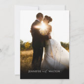 スクリプトカスタムネーム ブラックウェディング セーブザデート 招待状 (裏面)