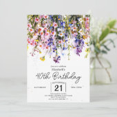 スクリプトカスタムワイルドフラワーズ40歳の誕生日 招待状 (スタンド正面)