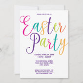 スクリプトカラフルタイポグラフィイースターパーティー 招待状 (正面)