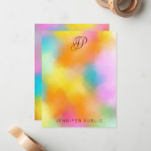 スクリプトカラフル抽象芸術の手書きモノグラムの入力 ノートカード (正面/裏面インサイチュ)
