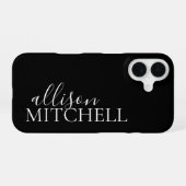 スクリプトカリグラフィミニマリストブラック iPhone 16ケース (裏面横)