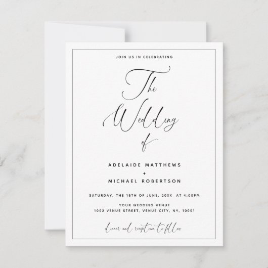 スクリプトカリグラフィーオールインワン結婚式招待状 (正面)