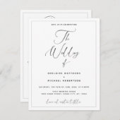 スクリプトカリグラフィーオールインワン結婚式招待状 (正面/裏面)