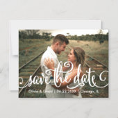 スクリプトカリグラフィー写真節約日マグネット マグネット招待状 (正面)