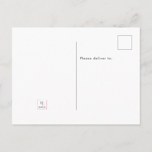 スクリプトカリグラフィー3写真Hello World誕生 インビテーションポストカード (裏面)