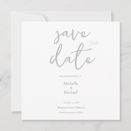 スクリプトカリグラフィー モダン 結婚式 Save the Date (正面)