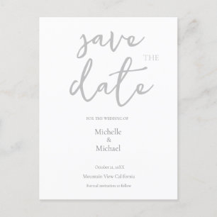 スクリプトカリグラフィー モダン 結婚式 Save the Date ポストカード