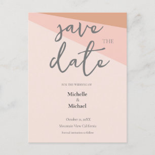 スクリプトカリグラフィー モダン 結婚式 Save the Date ポストカード