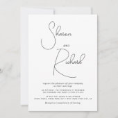 スクリプトカリグラフィー モノクロ写真 ウェディング 招待状 (正面)