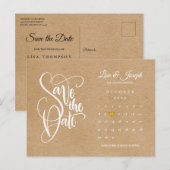 スクリプトカレンダー日付金ゴールドハートポストカードの保存 案内ポストカード (正面/裏面)