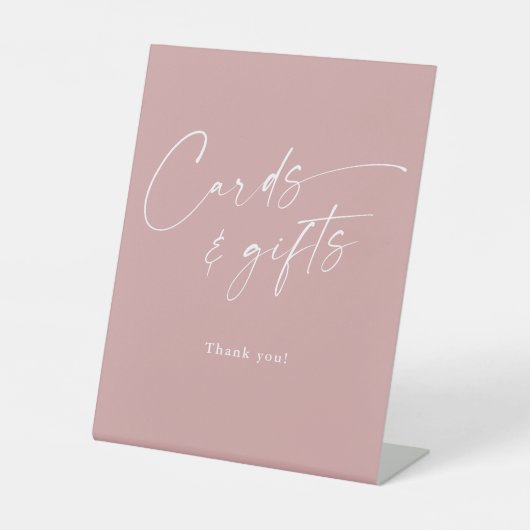 スクリプトカードとギフトピンク赤ちゃんシャワー 台座サイン (正面)