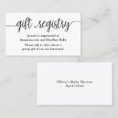 スクリプトギフトレジストリシャワー挿入カード 名刺 (正面/裏面)