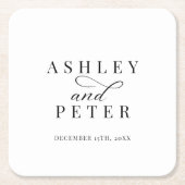 スクリプトクラシックミニマ結婚リストのディナー スクエアペーパーコースター (正面)