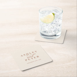 スクリプトクラシックミニマ結婚リストのディナー スクエアペーパーコースター