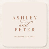 スクリプトクラシックミニマ結婚リストのディナー スクエアペーパーコースター (正面)