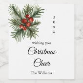 スクリプトクリスマスチア ブランチ ウィズ ベリー ワインラベル (シングルラベル)